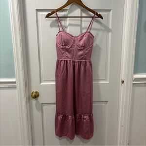 Abercrombie & Fitch Satin Corset Midi Dress Size Small Rose Pink NWT Romantic